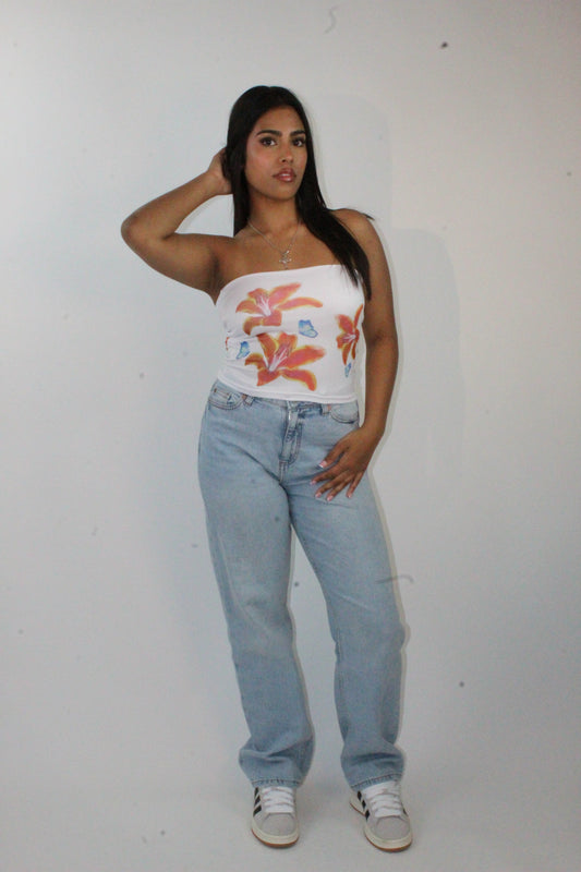 TIGER LILY & BUTTERFLY TUBE TOP